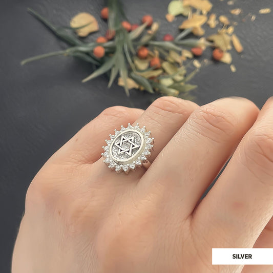 Jewish Star Ring, Silver Menorah Ring, Hebrew Chanukah Menorah Ring, Magen David Ring, Shield of David Ring Silver by SWISS P