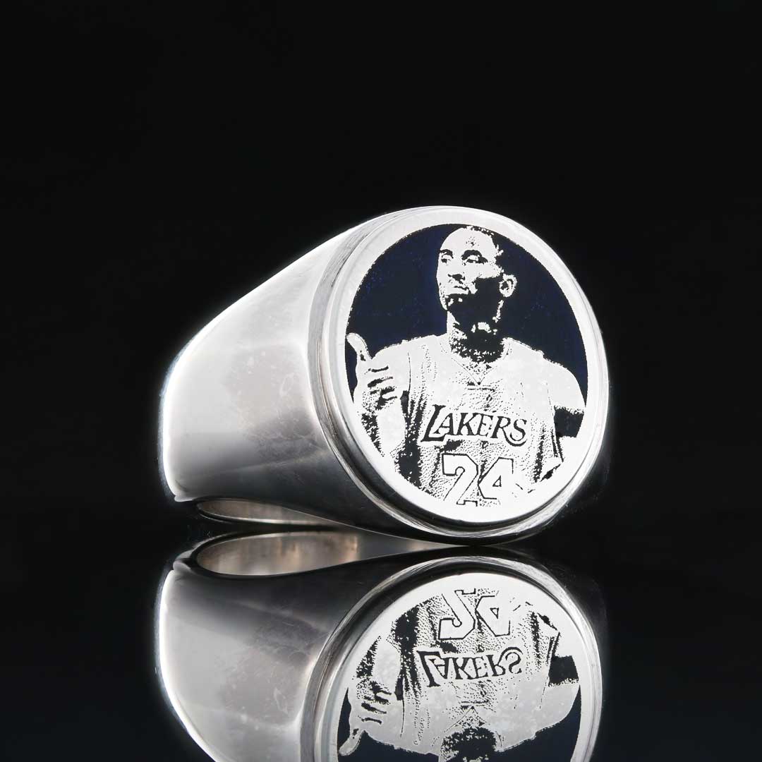 Kobe Bryant Photo Oval Silver Ring