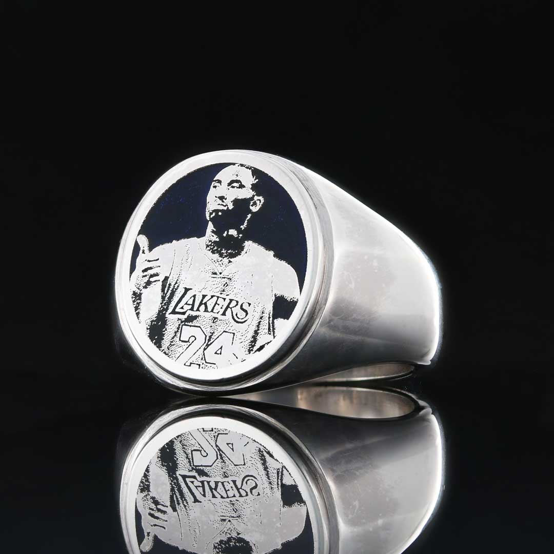 Kobe Bryant Photo Oval Silver Ring