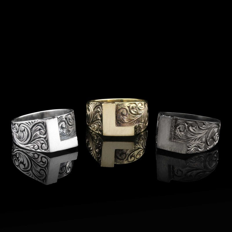 L Bold Letter 925 Sterling Silver Monogram Women Ring by SWISS PLUS - Letter Collection - view 7
