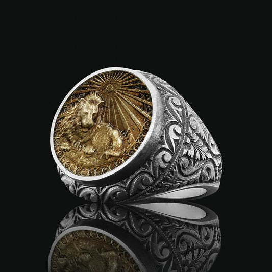 Leo Zodiac Silver Ring - view 2