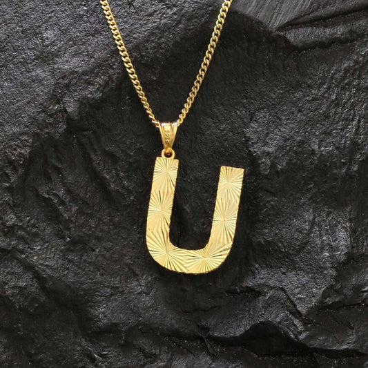 Letter Handmade Monogram U Sterling Silver Necklace by SWISS PLUS - Letter Collection - view 2