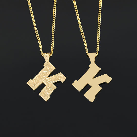 Letter Handmade Special Design 925 Sterling Silver Monogram K Necklace by SWISS PLUS - Letter Collection - view 2
