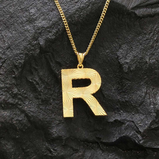 Letter Handmade Special Design Monogram R Sterling Silver Necklace - view 2