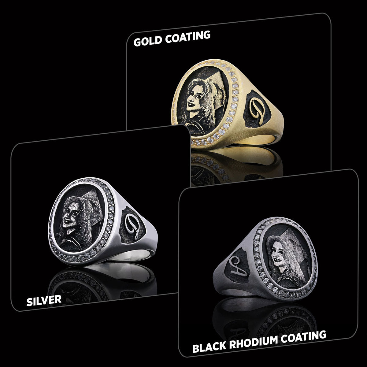 Letter Photo Ring, Personalized Picture Ring, Gift for Women, Special Production Ring With Picture