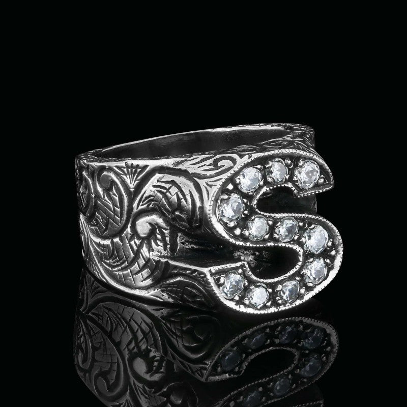 Handmade Silver Letter S Monogram Ring