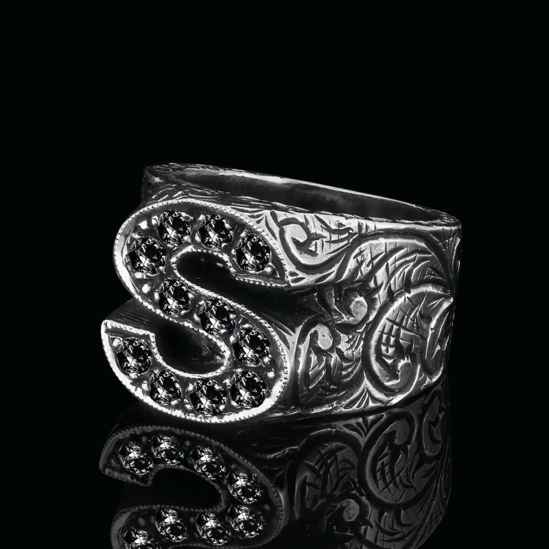 Handmade Silver Letter S Monogram Ring
