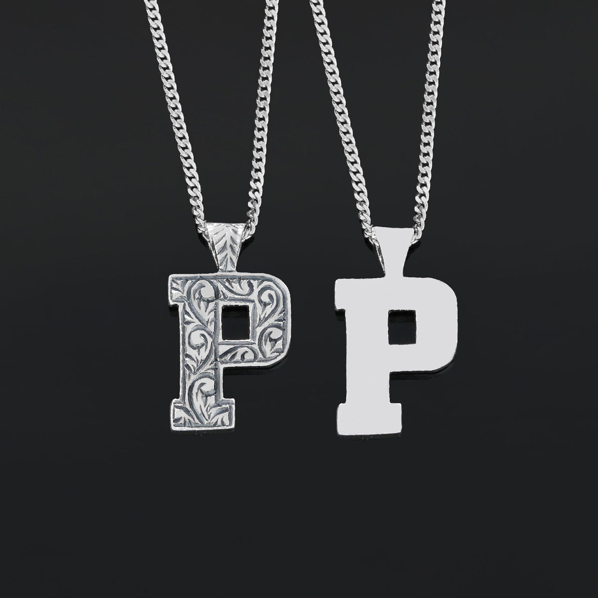 Letter Sterling Silver Handmade Special Design Monogram P Necklace