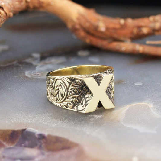 Letter X Monogram 925 Sterling Silver Women Ring