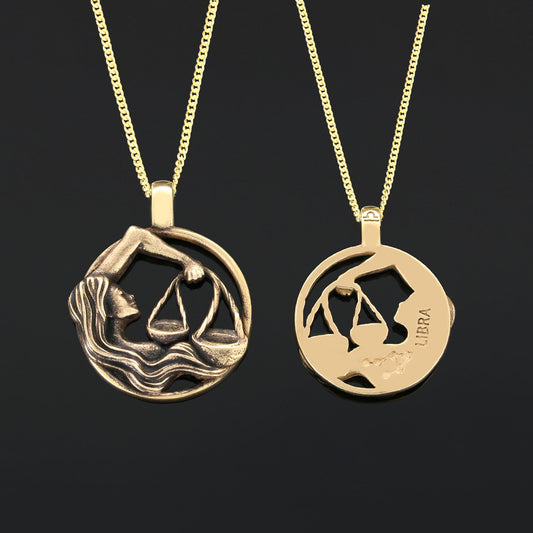 Libra Pendant, Sterling Silver Libra Necklace, Handmade Libra Jewelry, Horoscope Libra Necklace - view 2