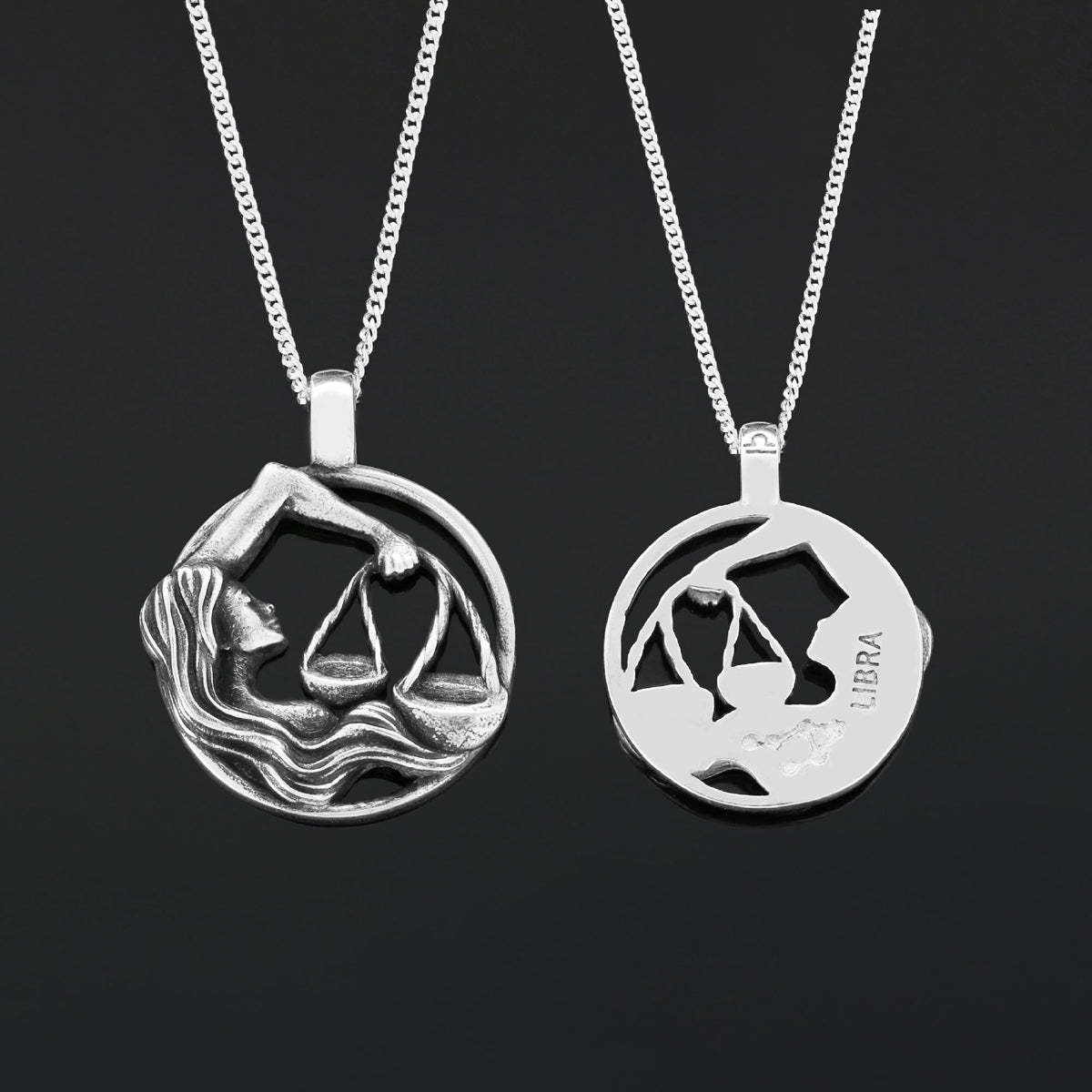 Libra Pendant, Sterling Silver Libra Necklace, Handmade Libra Jewelry, Horoscope Libra Necklace by SWISS PLUS - Zodiac Collec