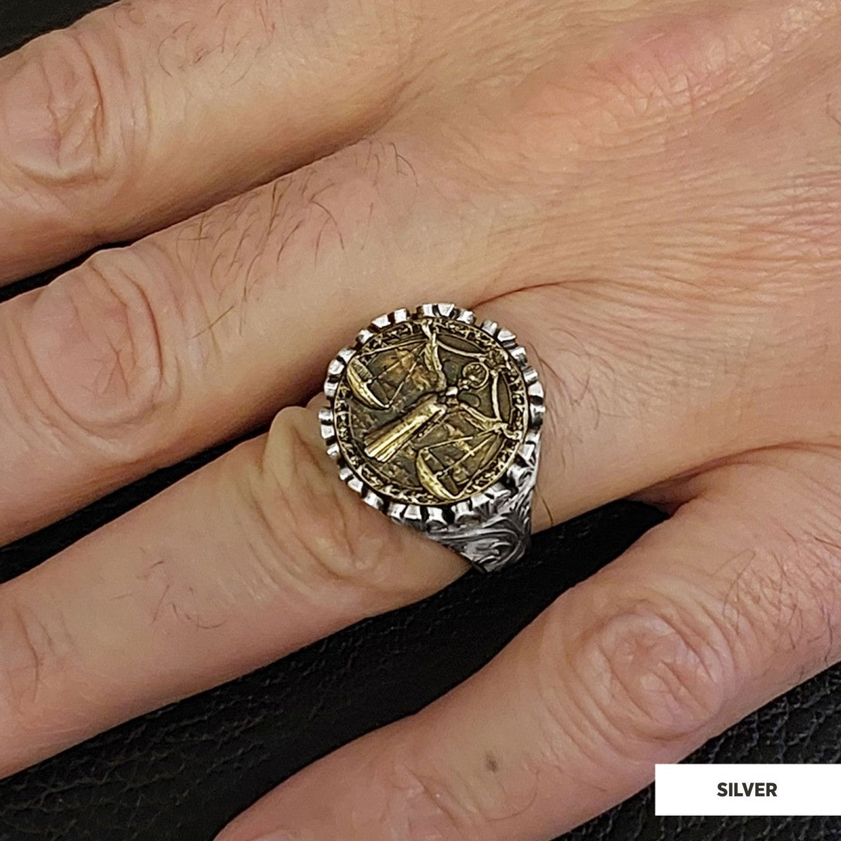 Libra Sign Ring, 925 Sterling Silver Libra Sign Ring by SWISS PLUS - Zodiac Collection - view 7