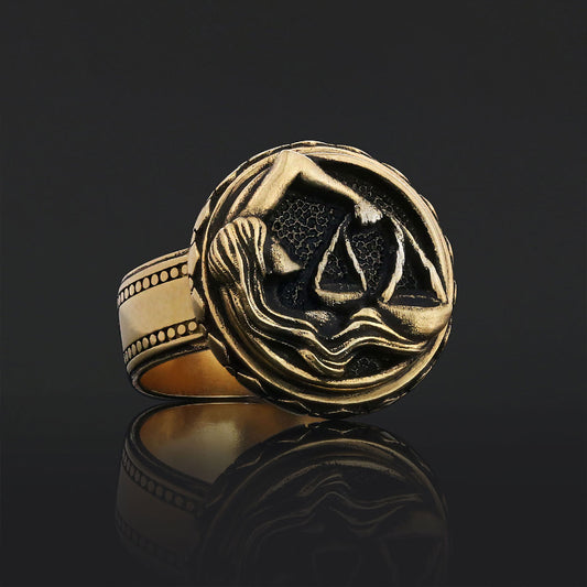 Libra Zodiac Silver Ring