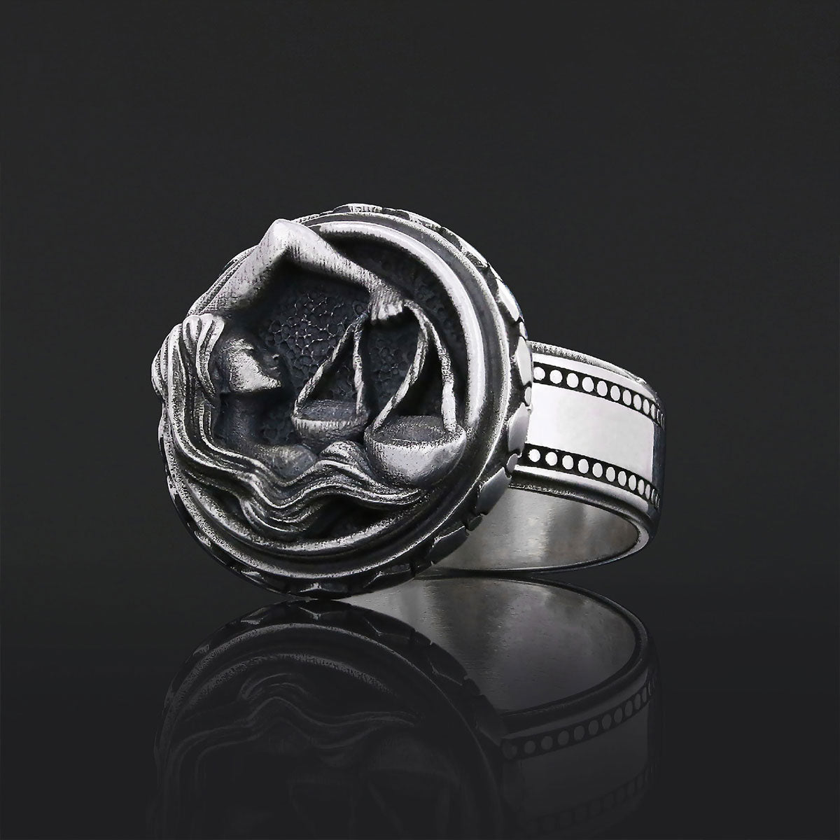 Libra Zodiac Silver Ring