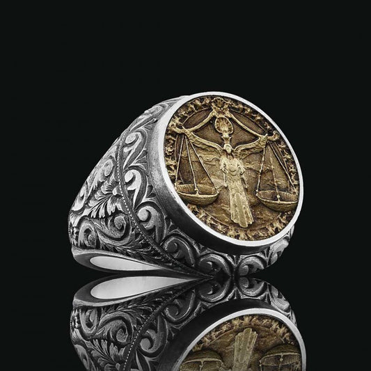 Libra Zodiac Silver Ring - view 2