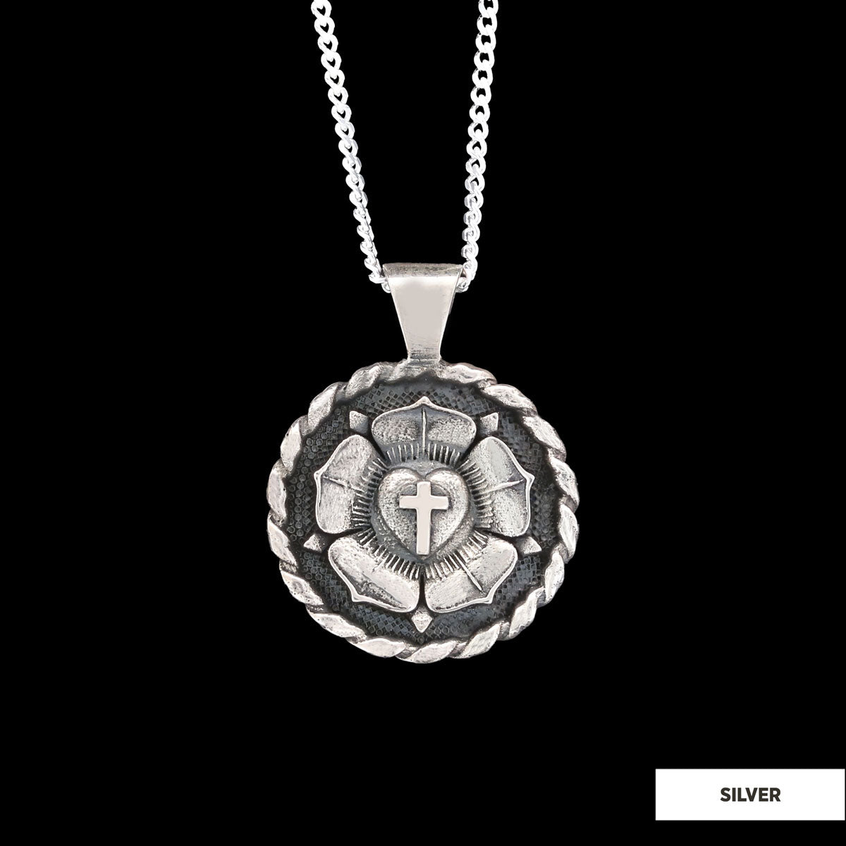 Lutheranism Pendant, Rosae Crucis Necklace, Rose and Cross Pendant, Amorc Necklace, Lutheranism Jewelry, Gift for Her, Gift for Him - view 3
