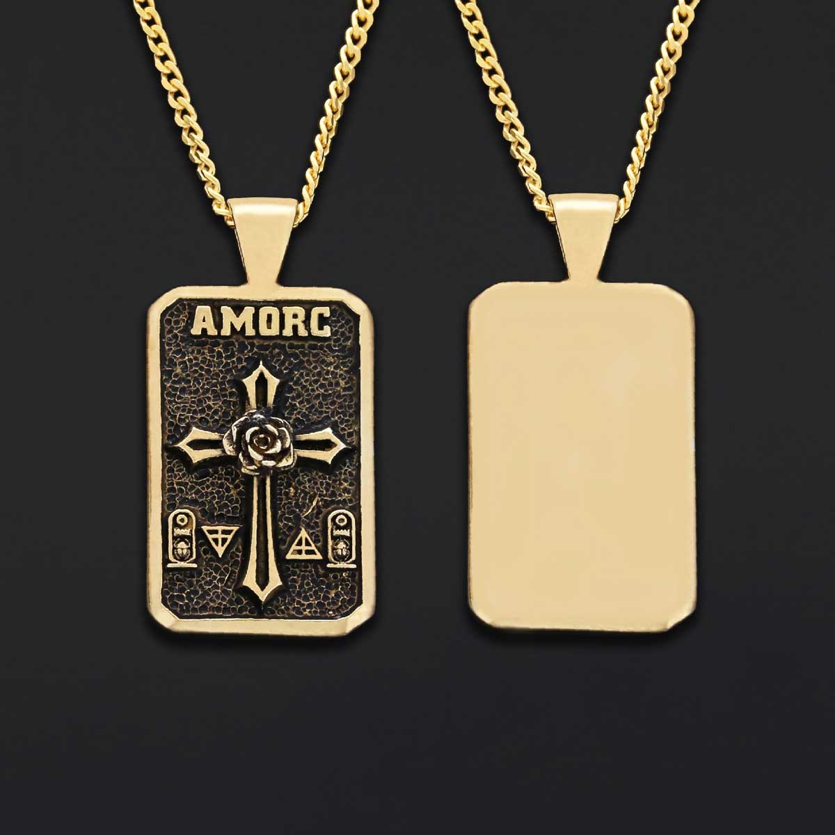 Mason Charm Necklace, Rosicrucian Order Jewelry, Freemason Pendant - view 3