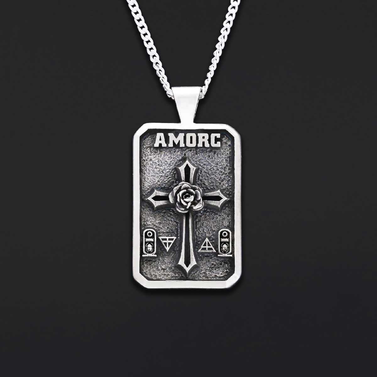 Mason Charm Necklace, Rosicrucian Order Jewelry, Freemason Pendant - view 4