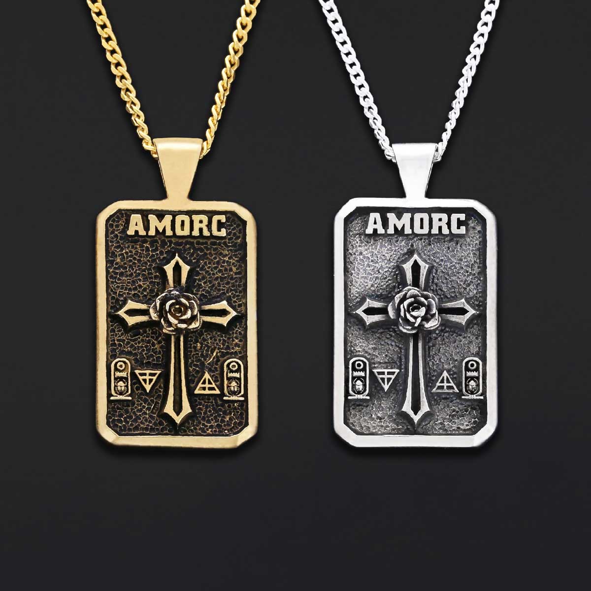 Mason Charm Necklace, Rosicrucian Order Jewelry, Freemason Pendant - view 6