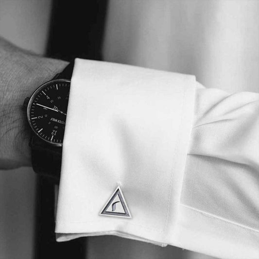 Yod Sticker Handmade Special Design Sterling Silver Masonic Cufflink by SWISS PLUS - Mason Collection - view 2