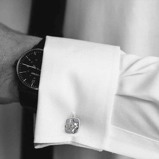 Masonic Country Map Sterling Silver Texas Masonic Cufflink by SWISS PLUS - Mason Collection - view 2