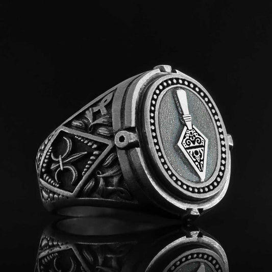 Trowel Custom Masonic Ring, Celtic Lodge Masonic Ring, Signet Mason Ring, Mason Jewelry - view 2