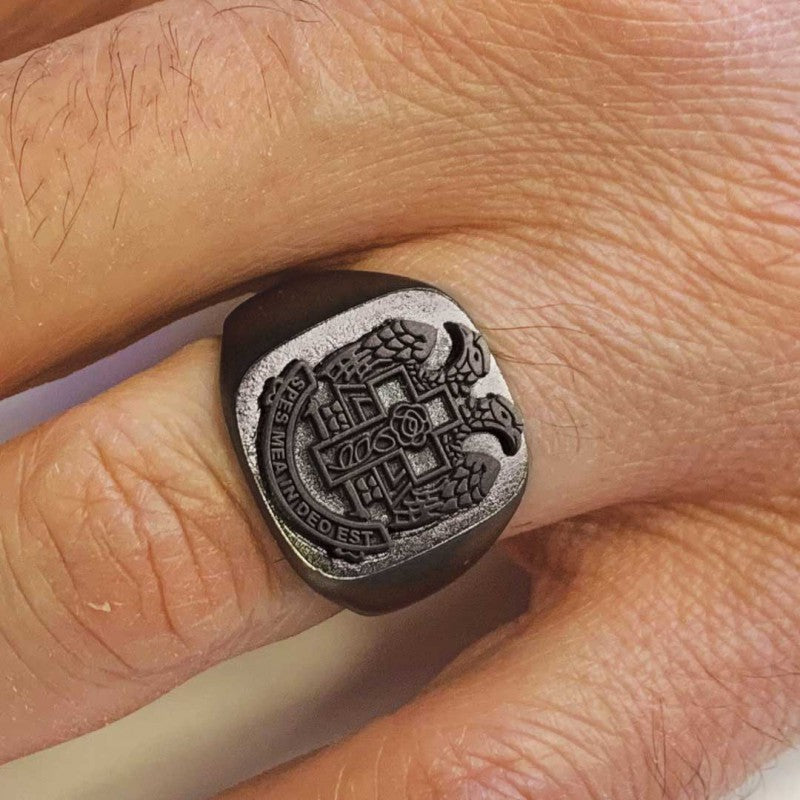 Spes Mea In Deo Est Masonic Ring, Freemasonic Ring, Master Mason Ring, Elegant Masonic Ring by SWISS PLUS - Mason Collection