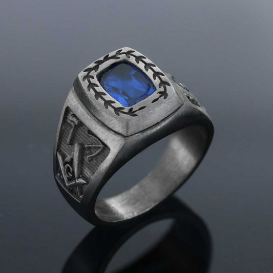 Acacia with Stone Masonic Ring, Master Mason Ring - view 2