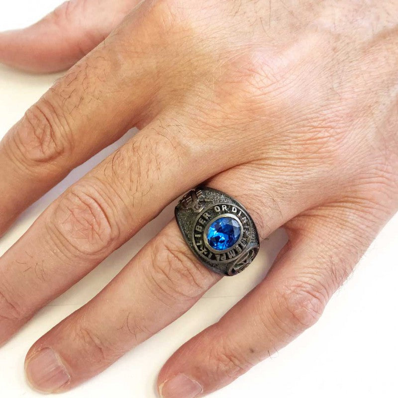 Masonic Silver Ring, Mystic Mason Ring, Mason's Emblem Ring - view 5