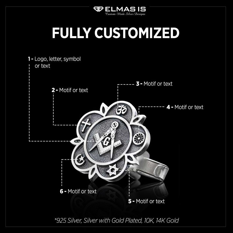 Masonic Special Design Silver Lodge Cufflink by SWISS PLUS - Mason Collection - view 5