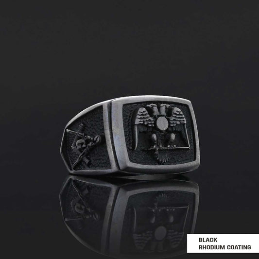 Master Mason Handmade Sterling Silver Men Signet Ring, Freemason Symbol Signet Ring