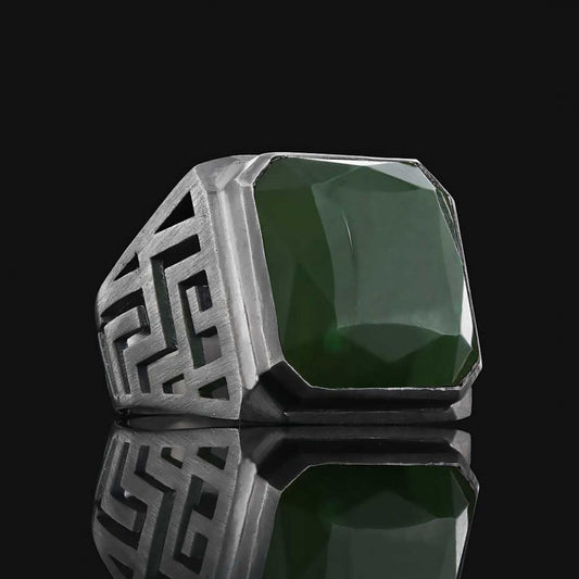 Unique Design Men Gemstone Silver Ring - view 2