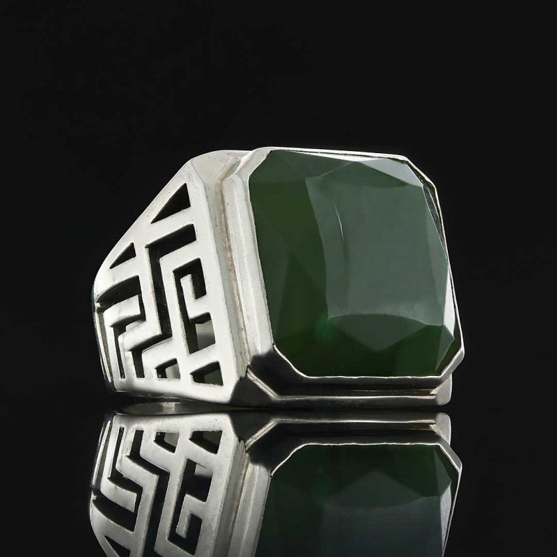Unique Design Men Gemstone Silver Ring