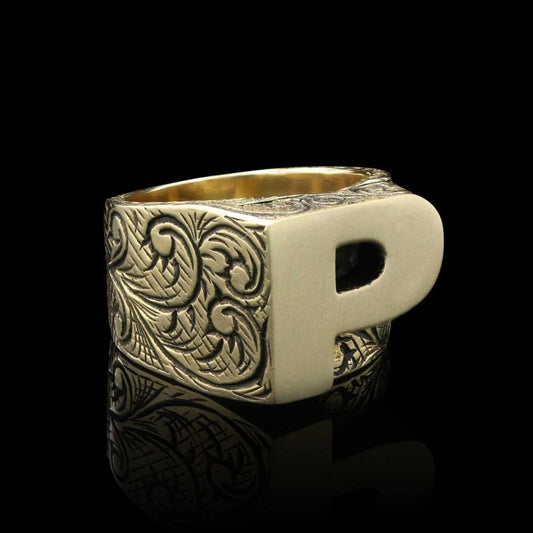 Monogram P Alphabet Ring