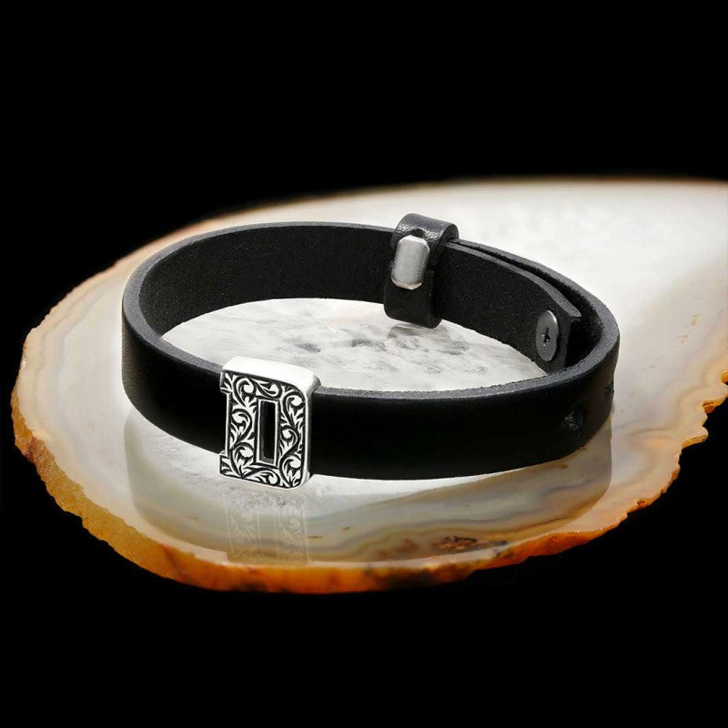 Motif Alphabet Letter D 925 Sterling Silver Bracelet