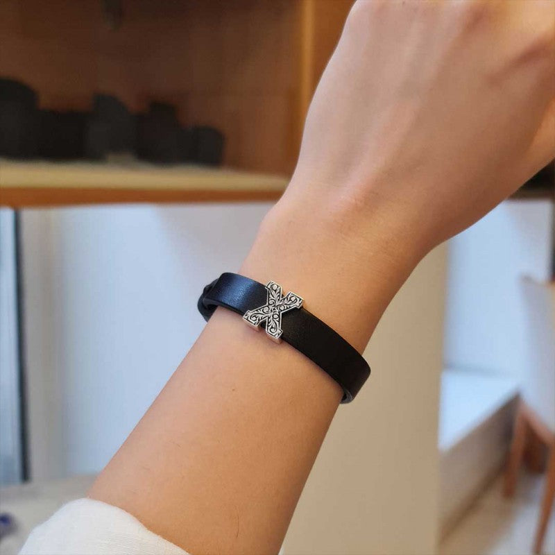 Motif Letter X Leather Bracelet by SWISS PLUS - Letter Collection - view 4