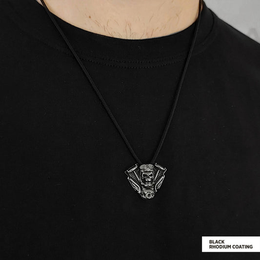 Motorhead Skull Pendant Black Rhodium Coating by SWISS PLUS - Unique Pendants & Cool Design Necklaces - view 2