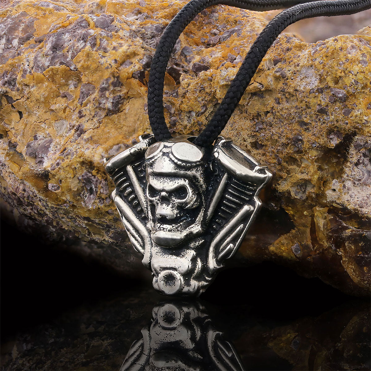 Motorhead Skull Pendant Silver by SWISS PLUS - Unique Pendants & Cool Design Necklaces - view 4