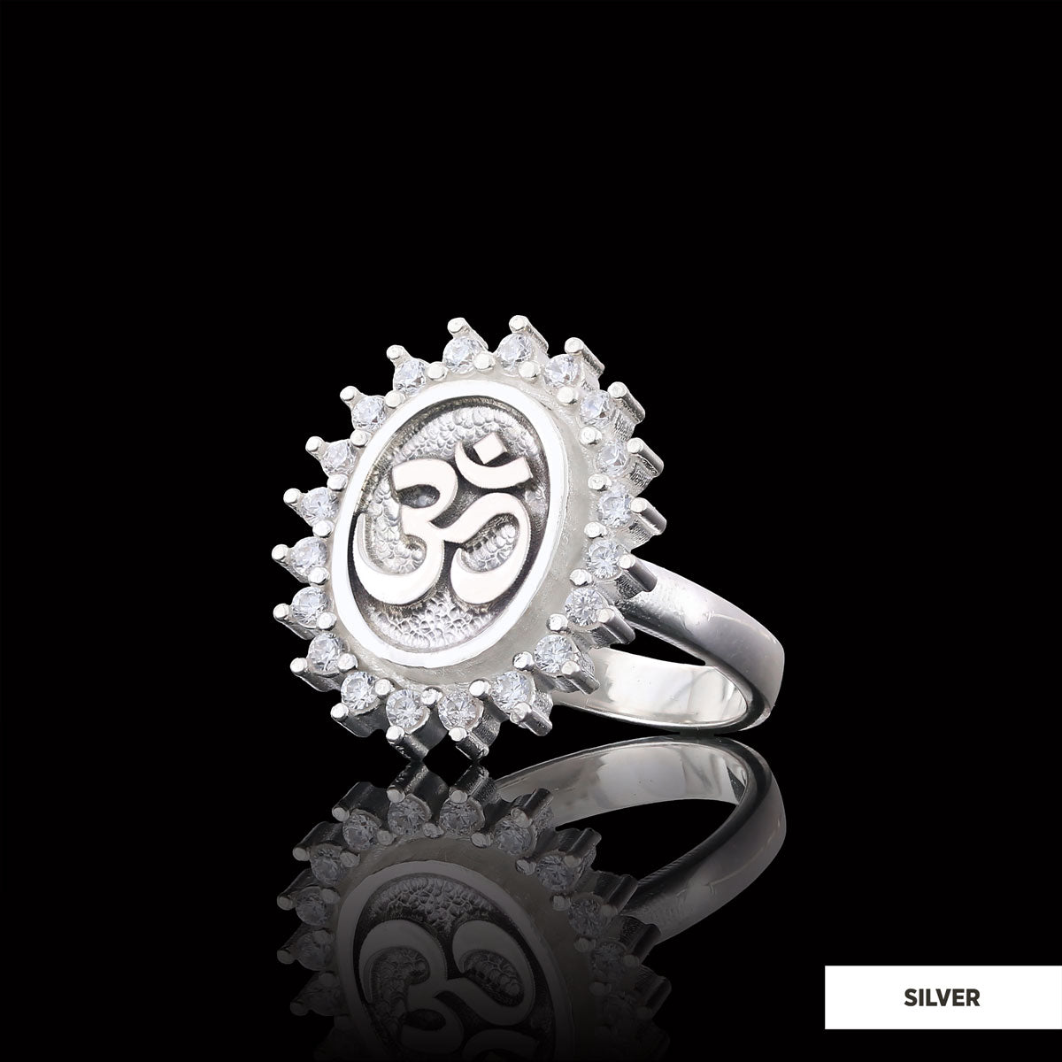 Om Ring, Aum Ring, Spiritual Jewelry, Yoga-inspired Om Charm, Elegant Om Ring, Stoned Aum Ring Silver