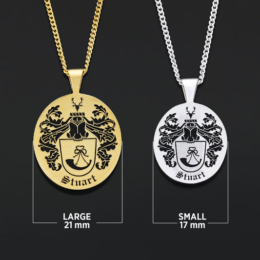 Oval Engraved Family Crest Pendant