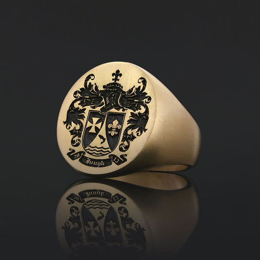 Oval Engraved Family Crest Ring