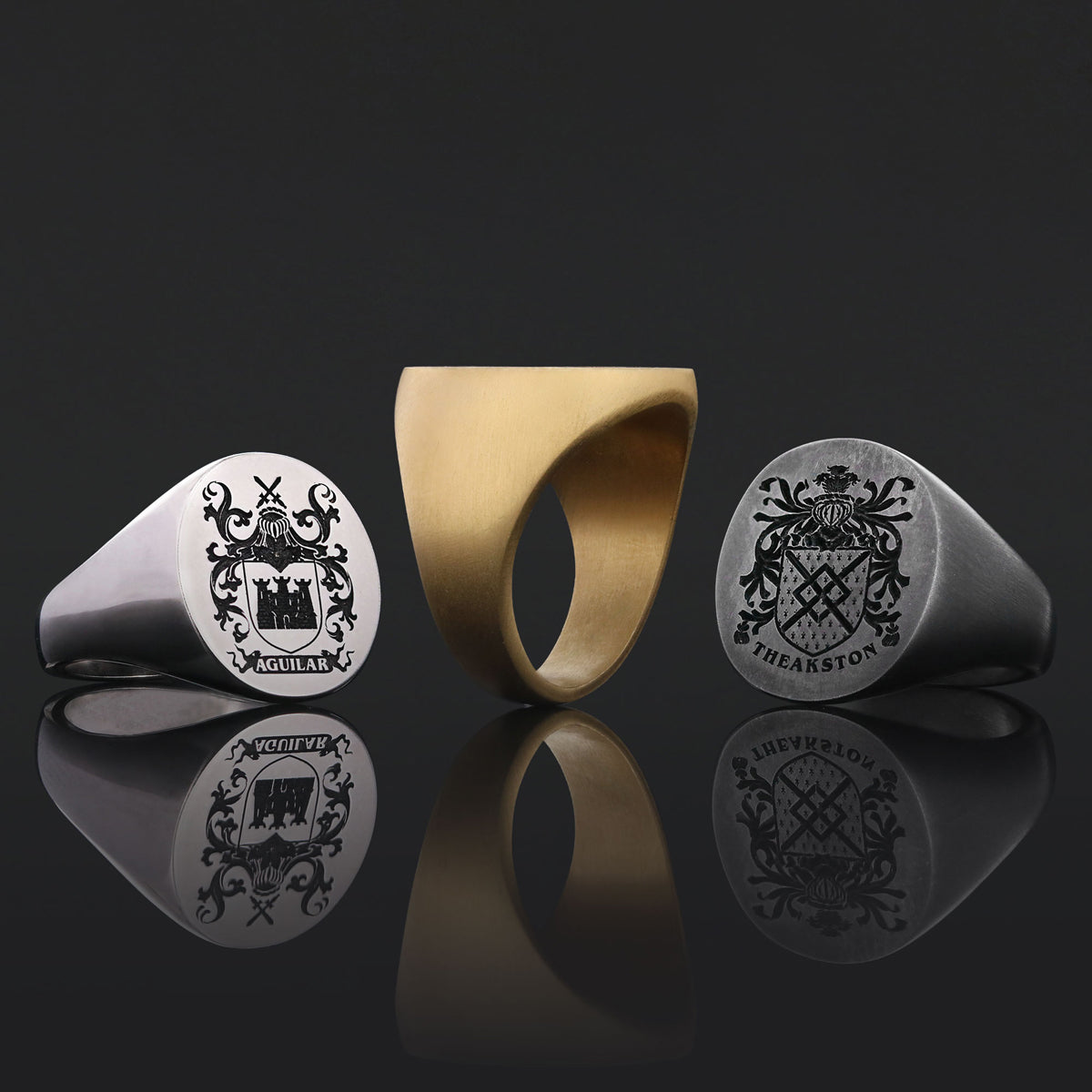 Oval Engraved Family Crest Ring