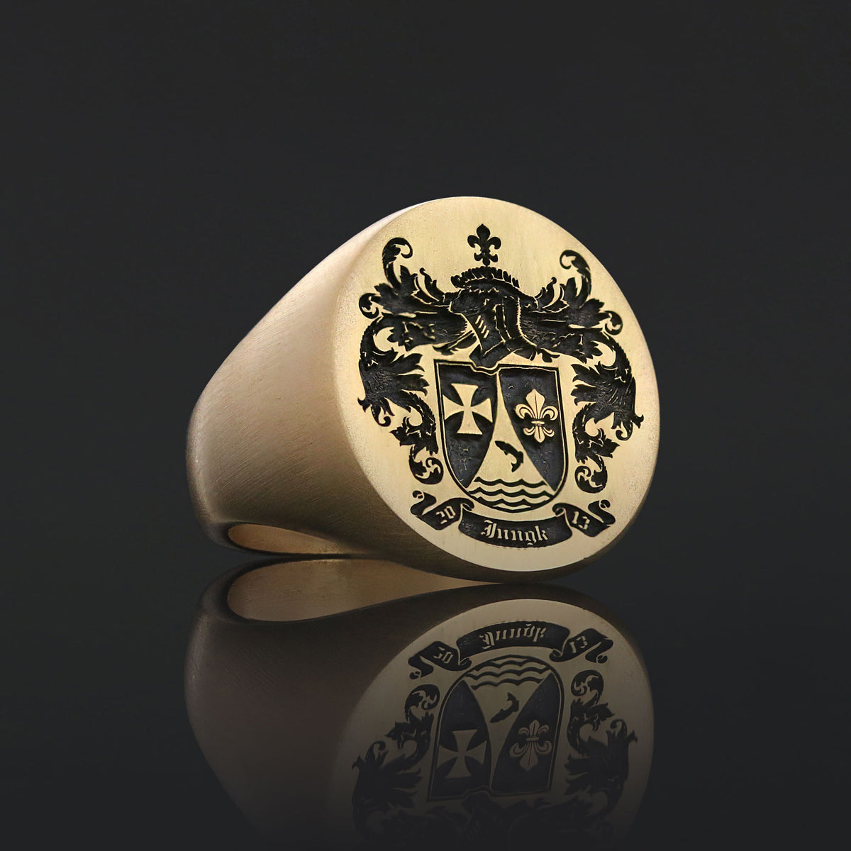 Oval Engraved Family Crest Ring