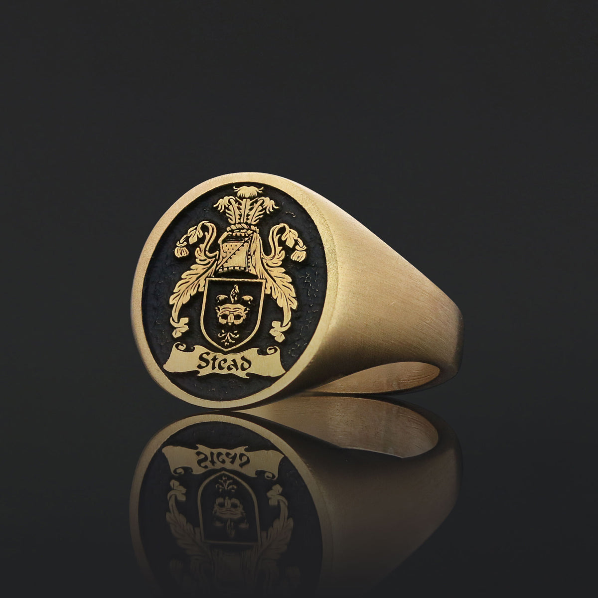Oval Raised Family Crest Ring