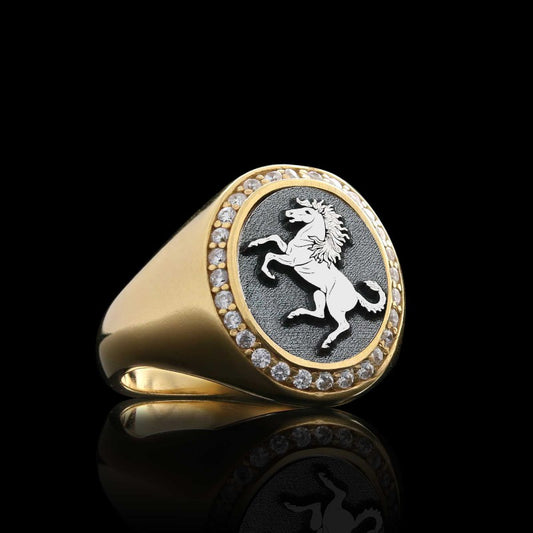 Oval Stone Special Sterling Silver Handmade Unicorn Women Ring - view 2