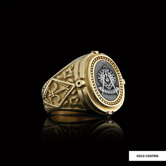 Past Master Masonic Ring, Celtic Lodge Masonic Ring, Round Mason Ring, Ancient Lodge Mason Ring - view 2