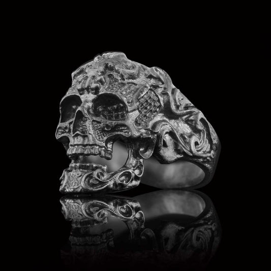 Patterned Skull Ring by SWISS PLUS - Skull Rings - view 2