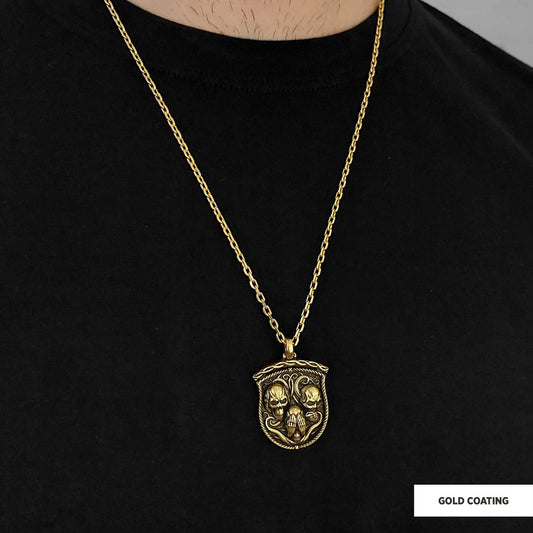 Pendant I Do Not See Nor Hear Nor Speak Gold Coating-Chain