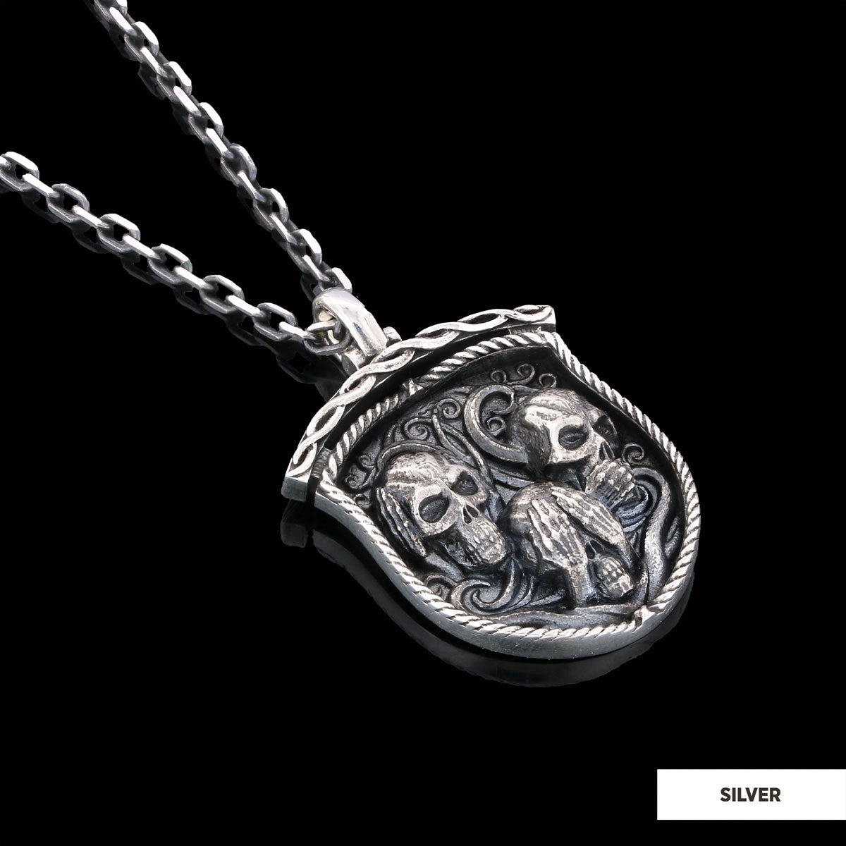Pendant I Do Not See Nor Hear Nor Speak Silver-Chain