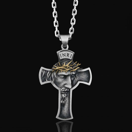 Jesus Cross Sterling Silver Necklace